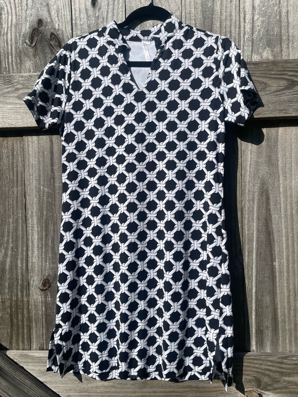 Lulu-B Black & White Geometric Midi Dress